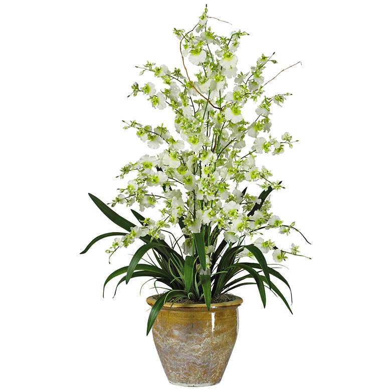 Image 1 Dancing Lady Orchids 32" High Faux Flowers in Ceramic Pot