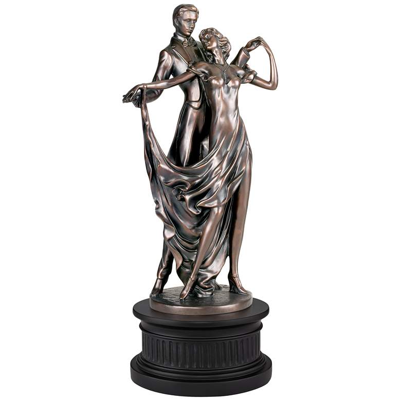 Image 1 Dancing Lovers 13 1/2"H Sculpture With Black Round Riser
