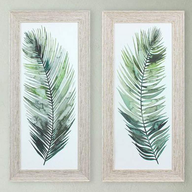 Image 2 Dancing Palm 34" High 2-Piece Printed Framed Wall Art Set