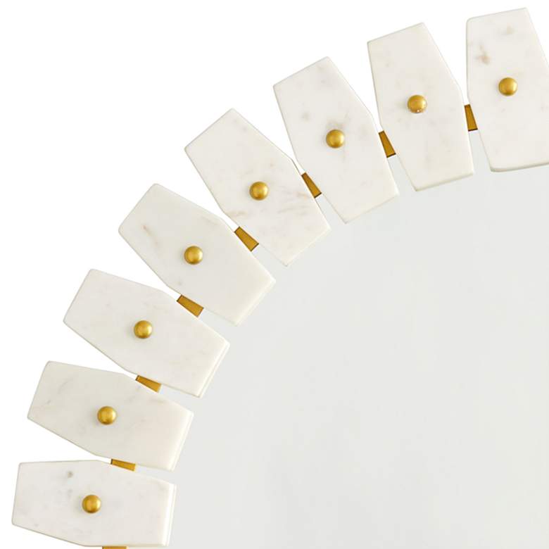 Image 2 Dandridge 28 1/2" Wide White Marble and Brass Round Wall Mirror more views