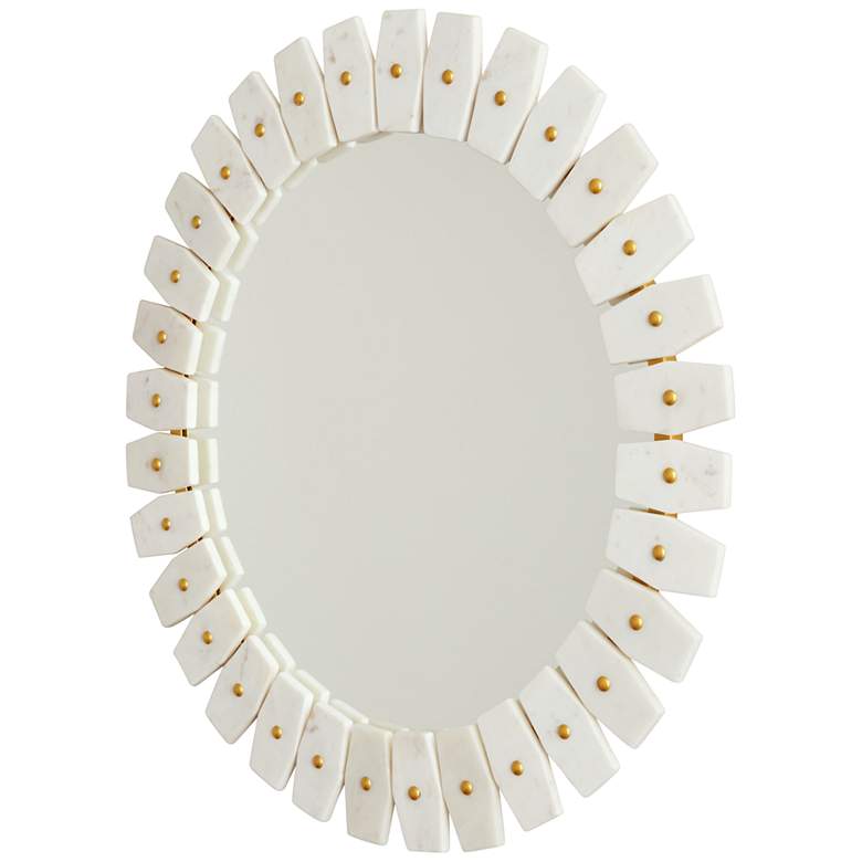 Image 4 Dandridge  28 1/2 inch Wide White Marble and Brass Round Wall Mirror more views