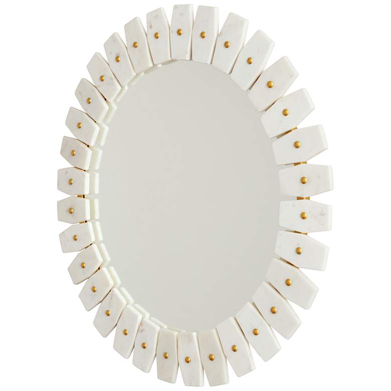 Image 4 Dandridge 28 1/2" Wide White Marble and Brass Round Wall Mirror more views