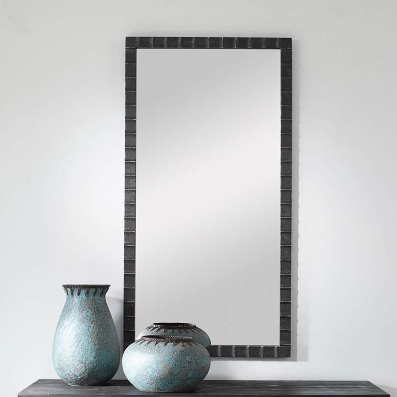 Image 1 Dandridge Matte Black 22 inch x 42 inch Rectangular Wall Mirror