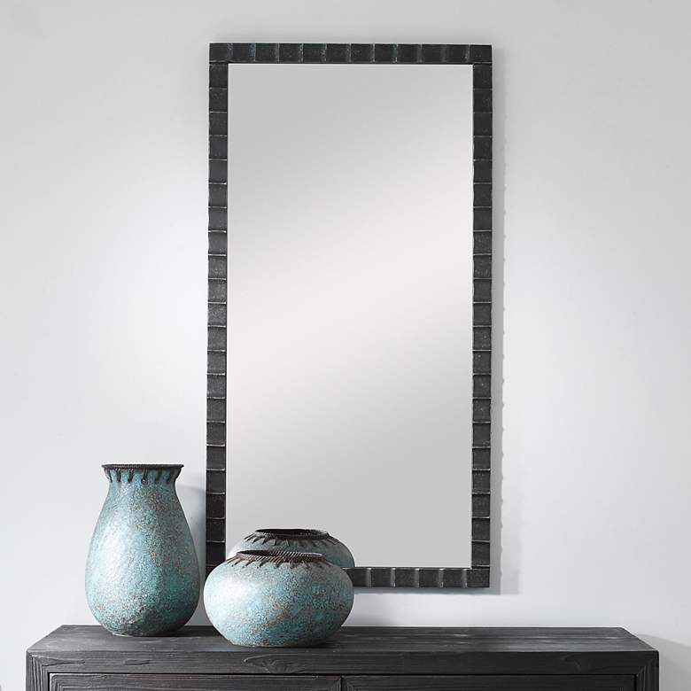 Image 1 Dandridge Matte Black 22 inch x 42 inch Rectangular Wall Mirror