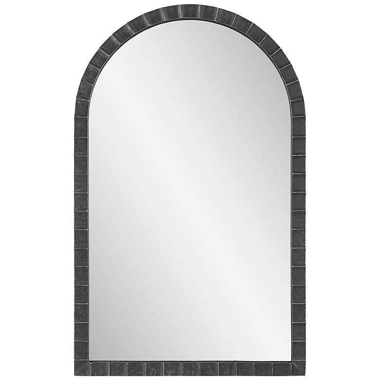 Image 2 Dandridge Matte Black Metal 24" x 39" Arch Top Wall Mirror