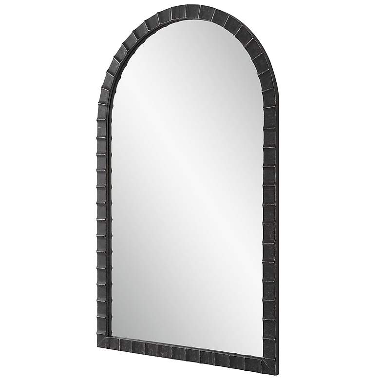 Image 4 Dandridge Matte Black Metal 24" x 39" Arch Top Wall Mirror more views