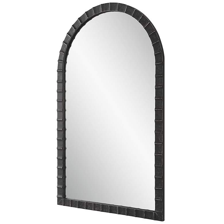 Image 4 Dandridge Matte Black Metal 24 inch x 39 inch Arch Top Wall Mirror more views