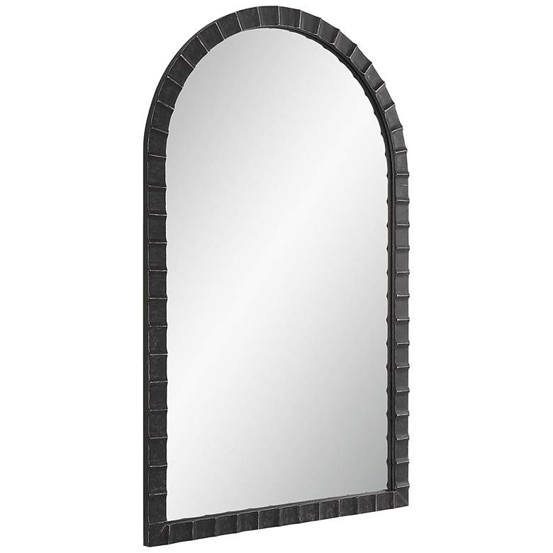 Image 6 Dandridge Matte Black Metal 24 inch x 39 inch Arch Top Wall Mirror more views