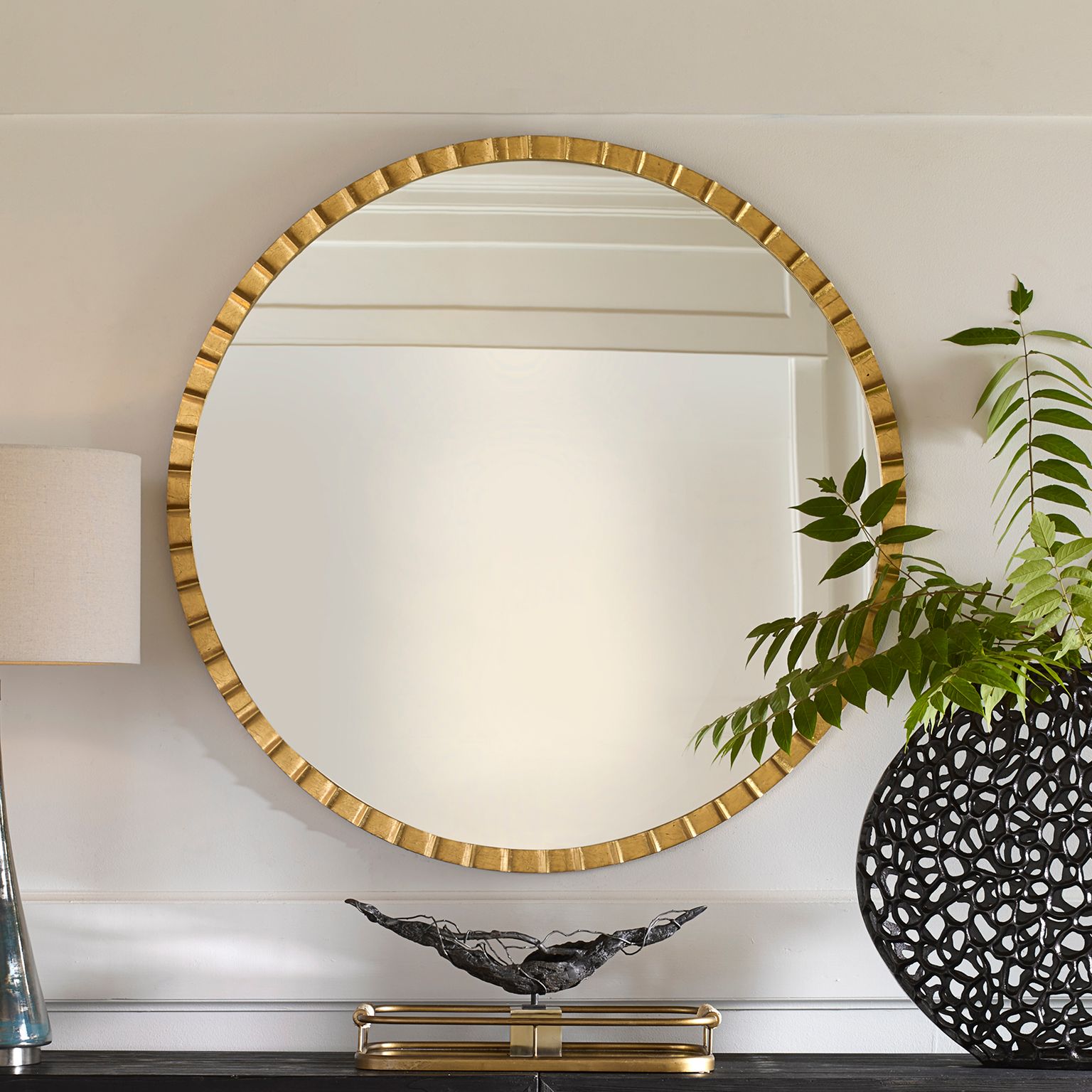 48 inch round mirror black frame