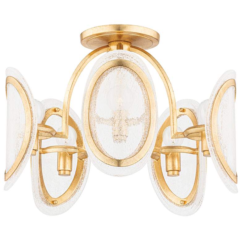 Image 1 Danes 19 1/2" Wide Vintage Gold Leaf 5-Light Ceiling Light