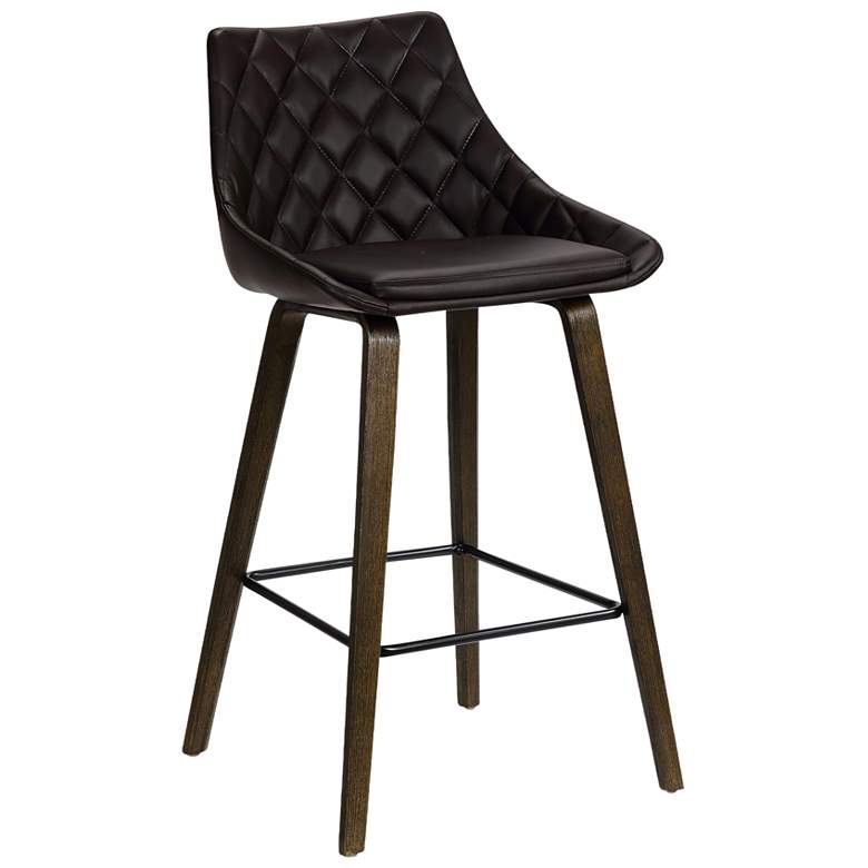 Image 1 Dani 26 in. Barstool in Black Powder Coated Finish with Brown Faux Leather