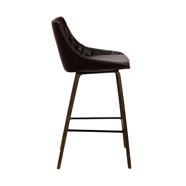 Image 4 Dani 26 in. Barstool in Black Powder Coated Finish with Brown Faux Leather more views