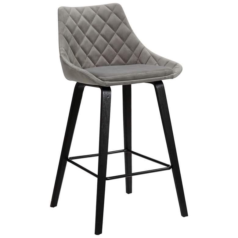 Image 1 Dani 26 in. Barstool in Black Powder Coated Finish with Gray Faux Velvet