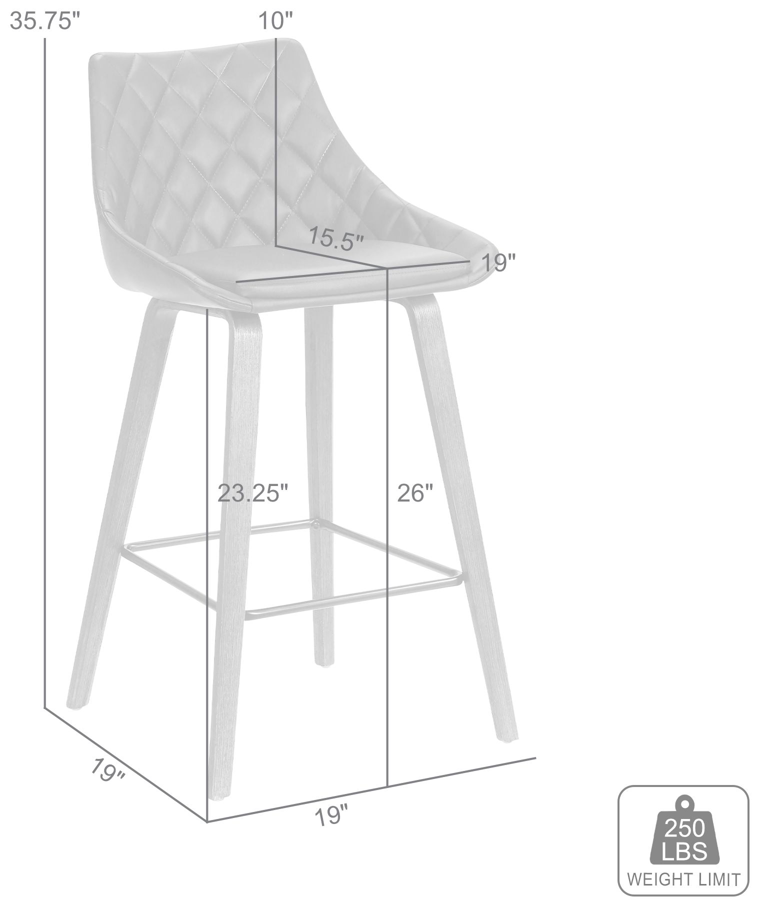 Image 3 Dani 26 in. Barstool in Black Powder Coated Finish with Gray Faux Velvet more views