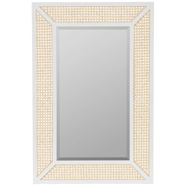 Image 2 Dani Natural Cane and White Wood 24 1/4 inch x 36 inch Wall Mirror