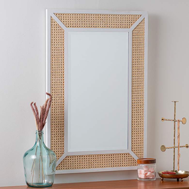 Image 1 Dani Natural Cane and White Wood 24 1/4" x 36" Wall Mirror