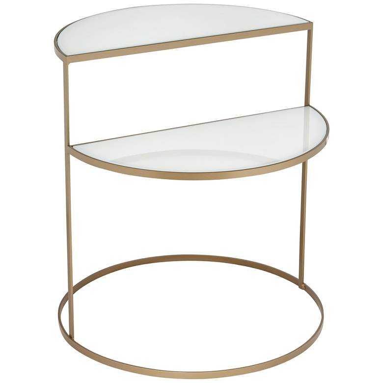 Image 2 Danica 22 1/4" Wide Gold Metal and White Glass Two-Tier Side Table