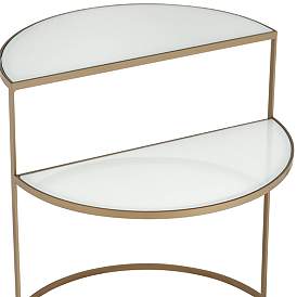 Image4 of Danica 22 1/4" Wide Gold Metal and White Glass Two-Tier Side Table more views