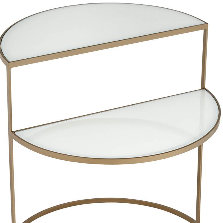Image 4 Danica 22 1/4" Wide Gold Metal and White Glass Two-Tier Side Table more views