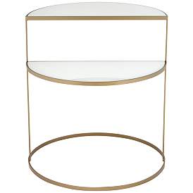 Image5 of Danica 22 1/4" Wide Gold Metal and White Glass Two-Tier Side Table more views