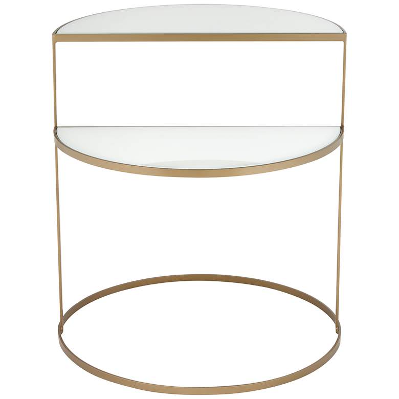 Image 5 Danica 22 1/4 inch Wide Gold Metal and White Glass Two-Tier Side Table more views