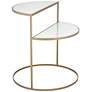 Danica 22 1/4" Wide Gold Metal and White Glass Two-Tier Side Table