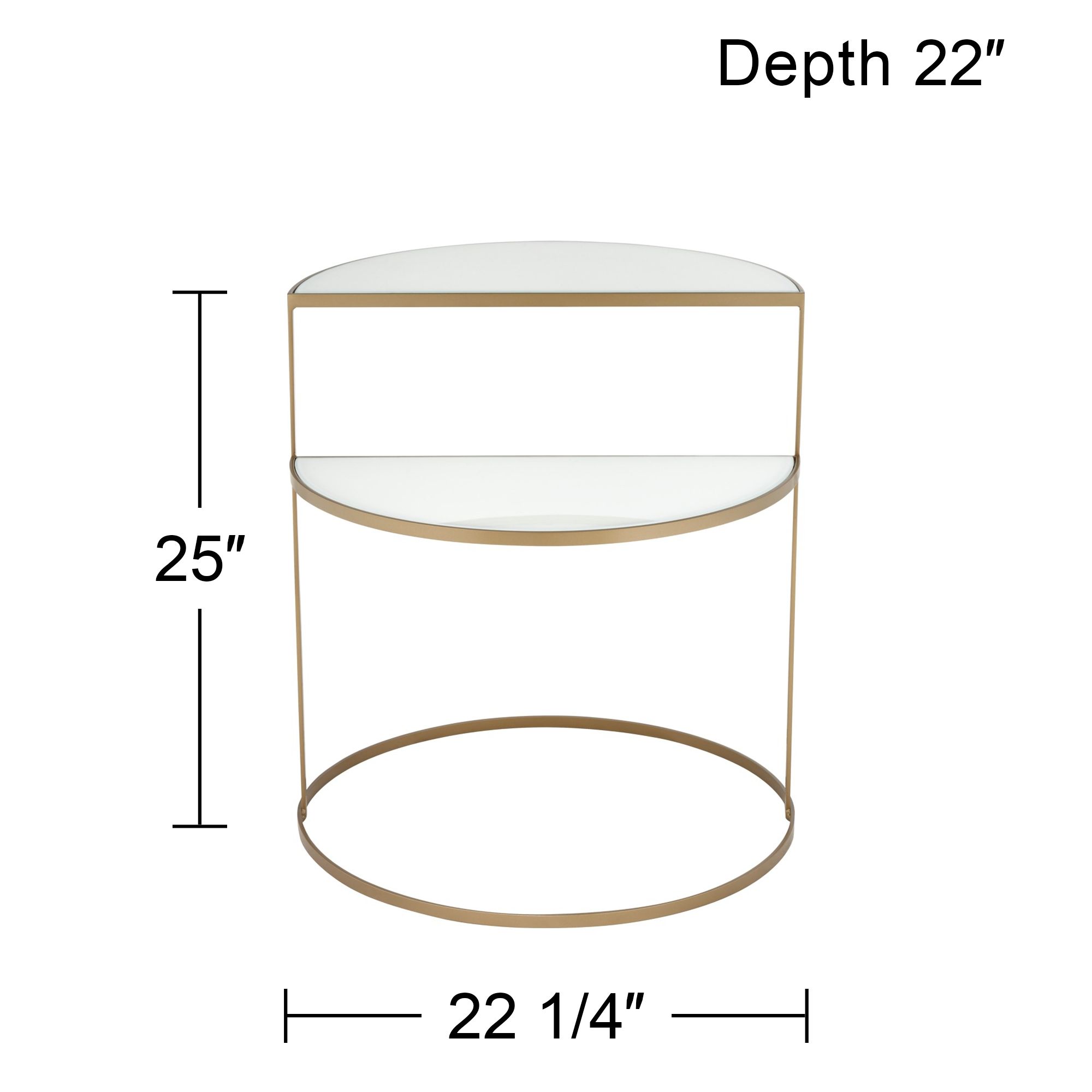 Danica 22 1/4" Wide Gold Metal and White Glass Two-Tier Side Table
