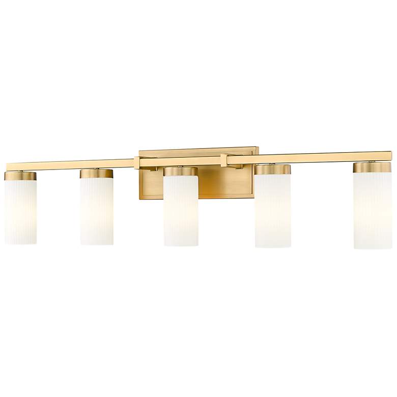 Image 1 Danica 38 3/4" Wide Modern Gold 5-Light Vanity Bath Light