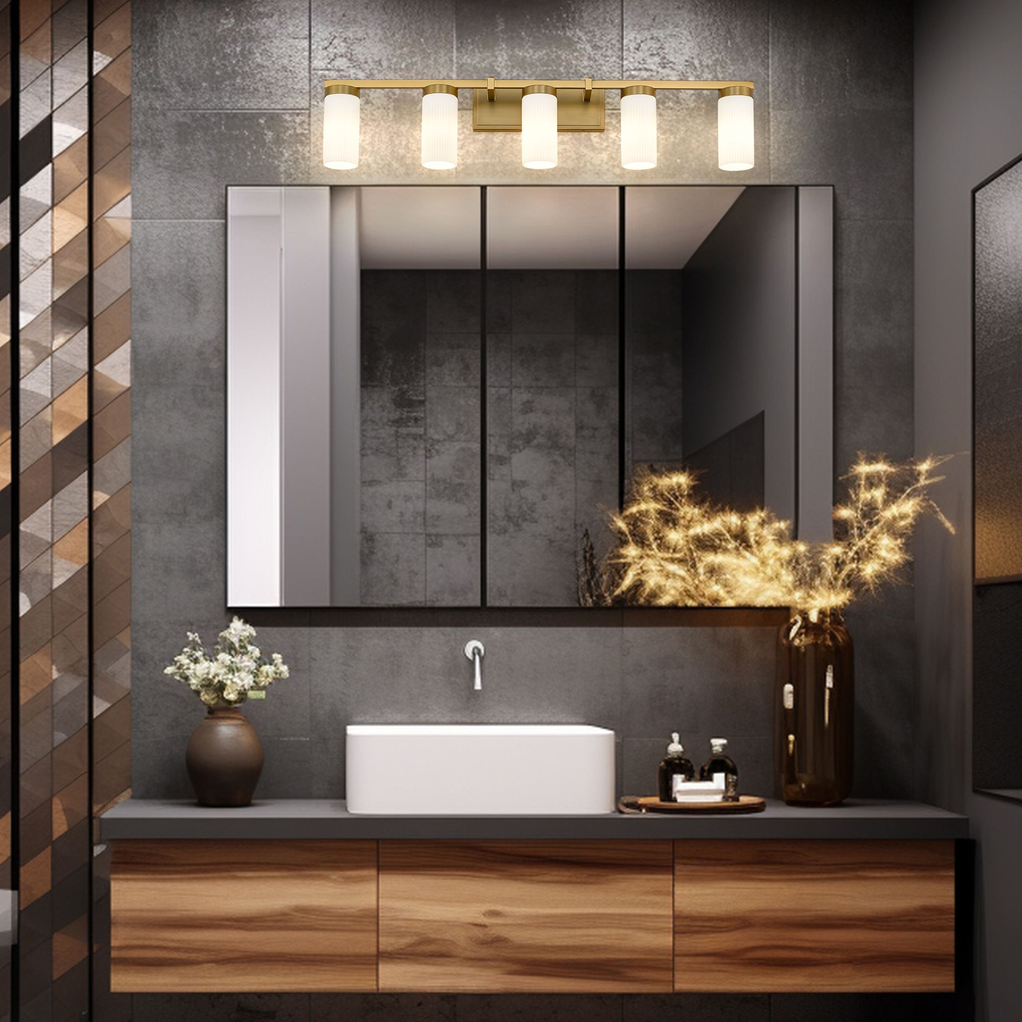 Image 2 Danica 38 3/4" Wide Modern Gold 5-Light Vanity Bath Light more views