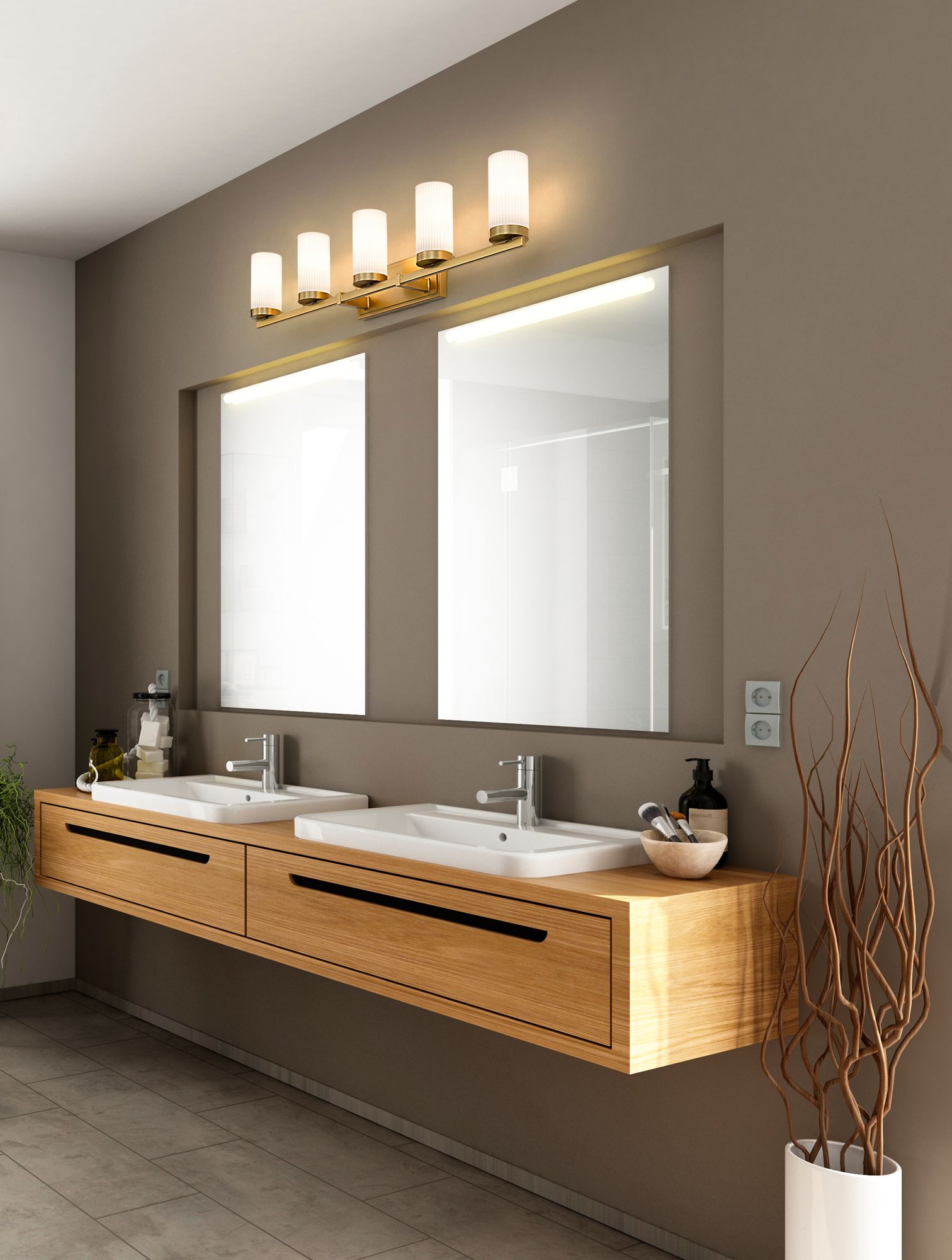 Image 3 Danica 38 3/4" Wide Modern Gold 5-Light Vanity Bath Light more views