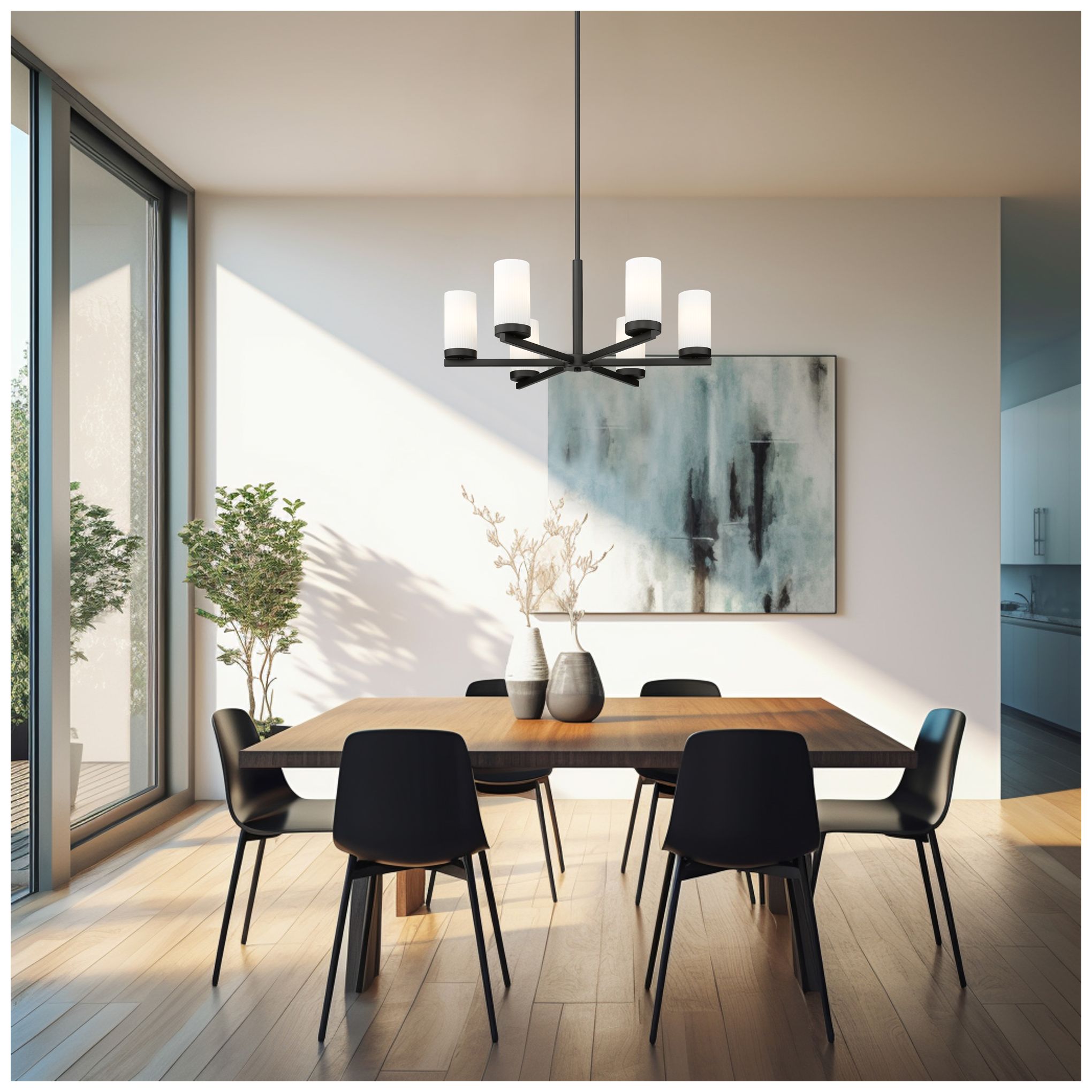 Image 3 Danica by Z-Lite Matte Black 26 inch 6 Light Chandelier more views