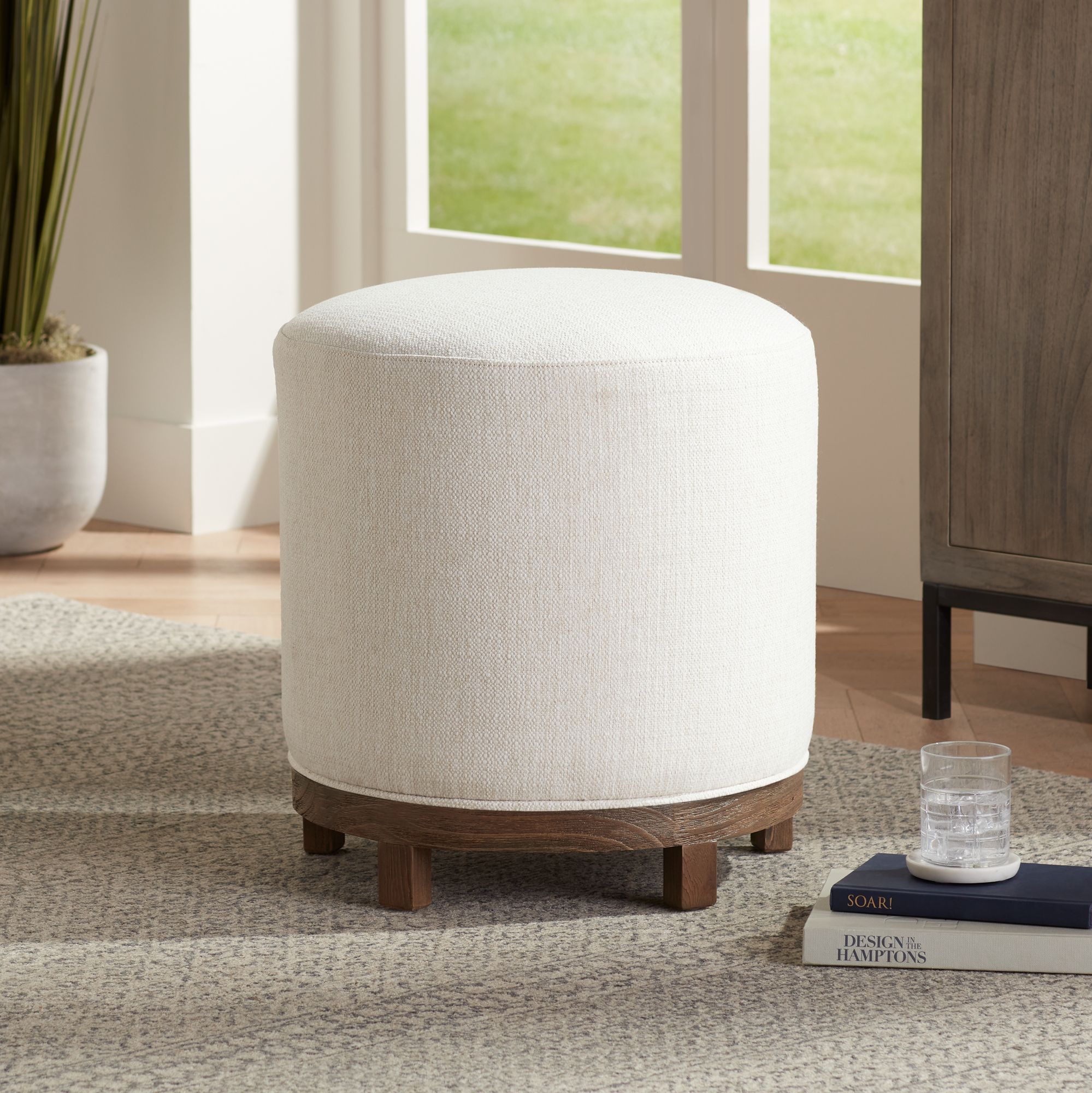 Daniel 22" High Zeus Pearl Fabric Swivel Dining Stool Set of 2