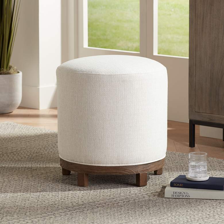 Image 2 Daniel 22" High Zeus Pearl Fabric Swivel Dining Stool