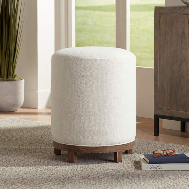 Image 2 Daniel 25 1/2" High Zeus Pearl Fabric Swivel Counter Stool