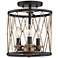 Daniel 9" Wide Matte Black and Gold Cage Ceiling Light