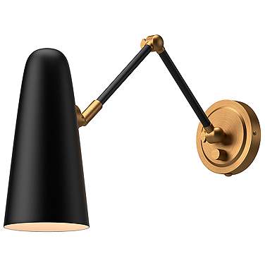 Daniel Aged Gold and Matte Black Wall Lamp