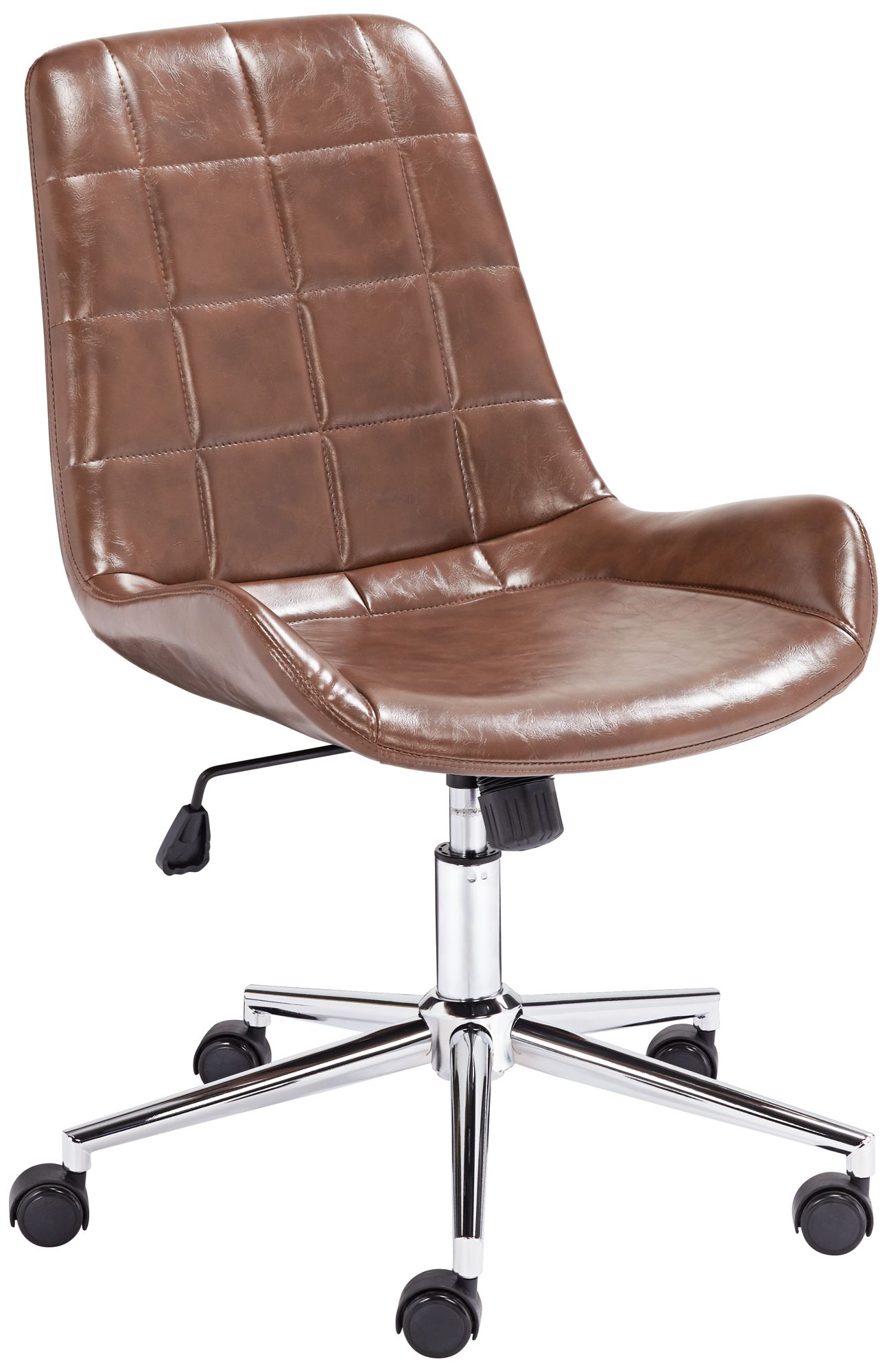 brown leather armless office chair