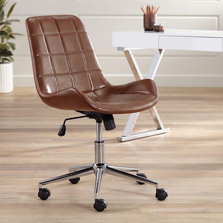 Real Living Brown Faux Leather Adjustable Swivel Office Chair