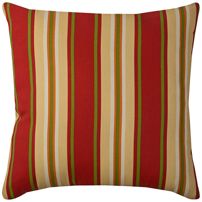 Image 1 Daniel Stripe Sangria Red 22 inch Square Indoor-Outdoor Pillow