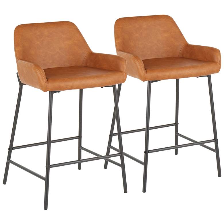 Image 2 Daniella Counter Stool in Camel Faux Leather by LumiSource Pair
