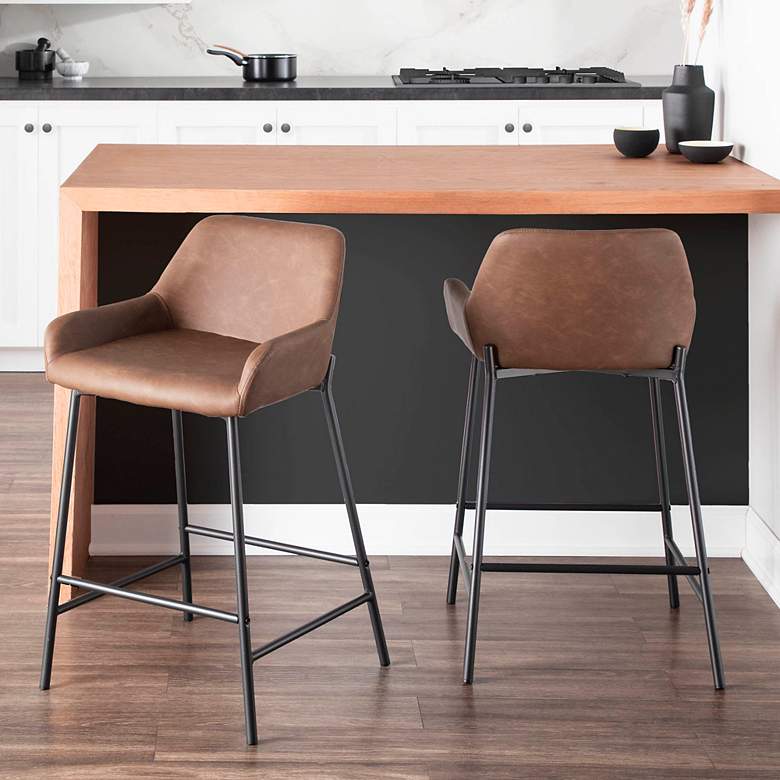 Image 1 Daniella Counter Stool in Espresso Faux Leather by LumiSource Pair