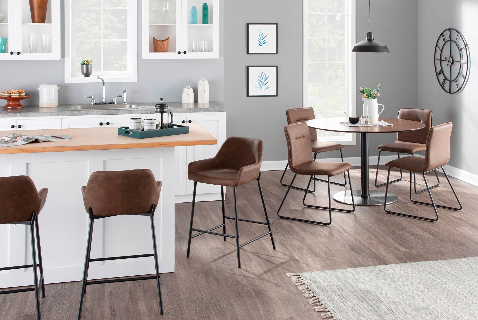 Daniella Counter Stool in Espresso Faux Leather by LumiSource Pair