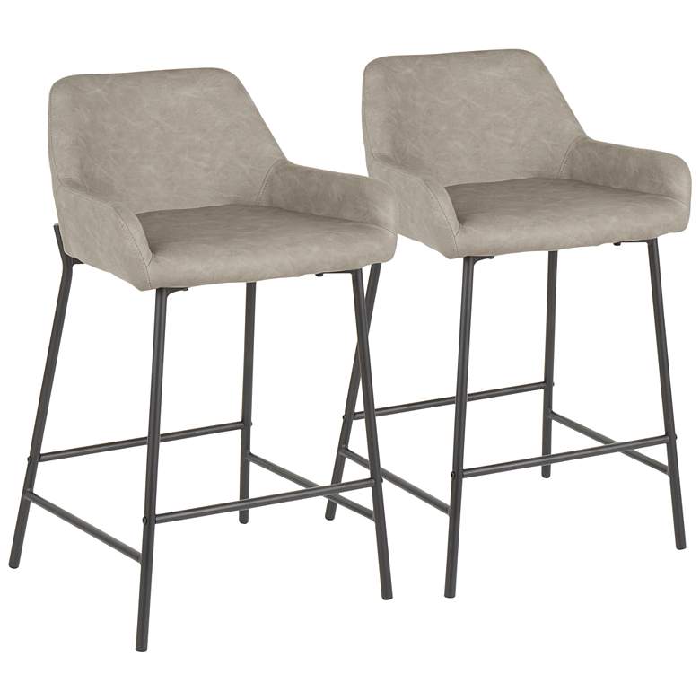 Image 2 Daniella Counter Stool in Grey Faux Leather by LumiSource Pair