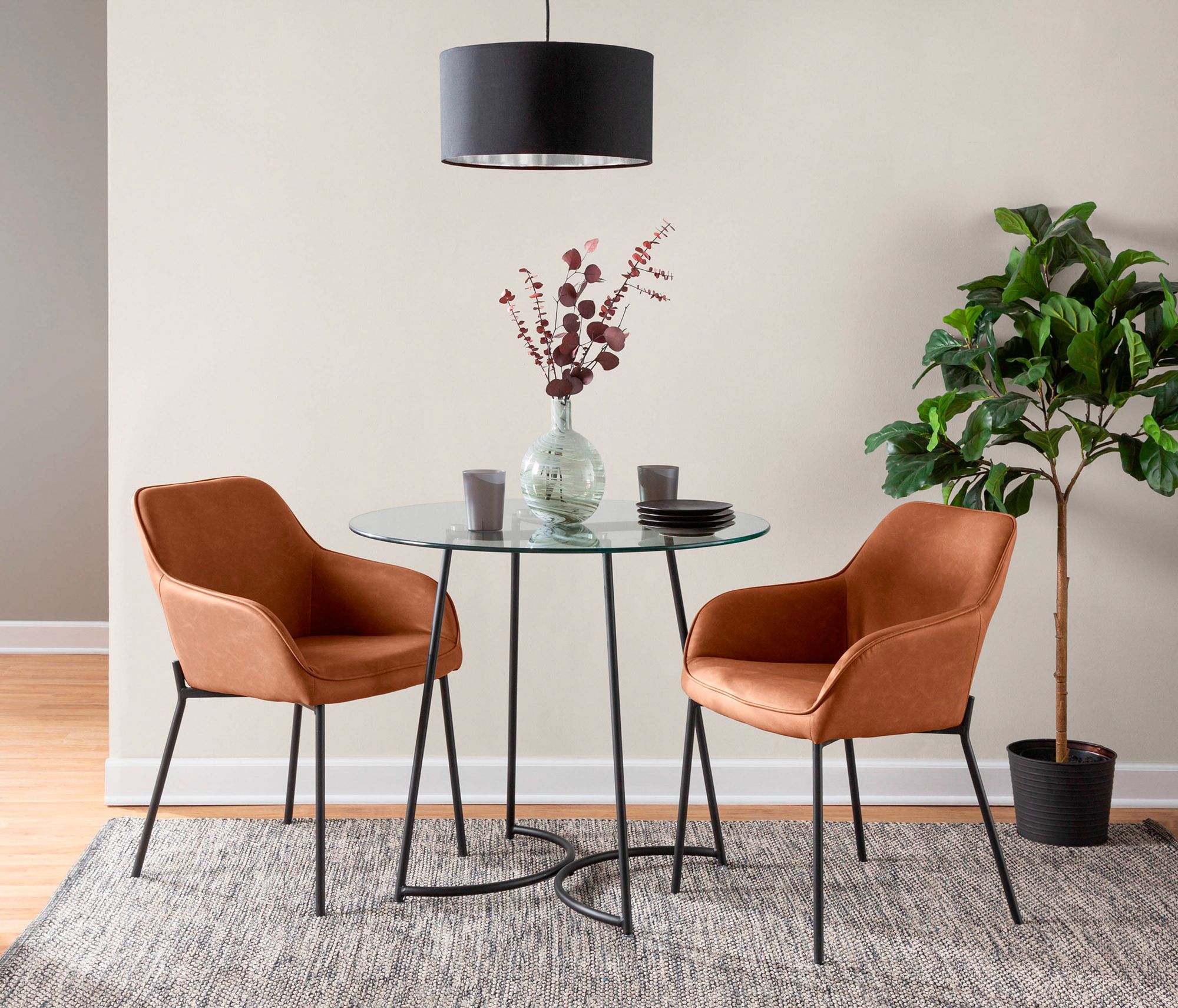 Daniella Dining Chair in Camel Faux Leather by LumiSource Pair