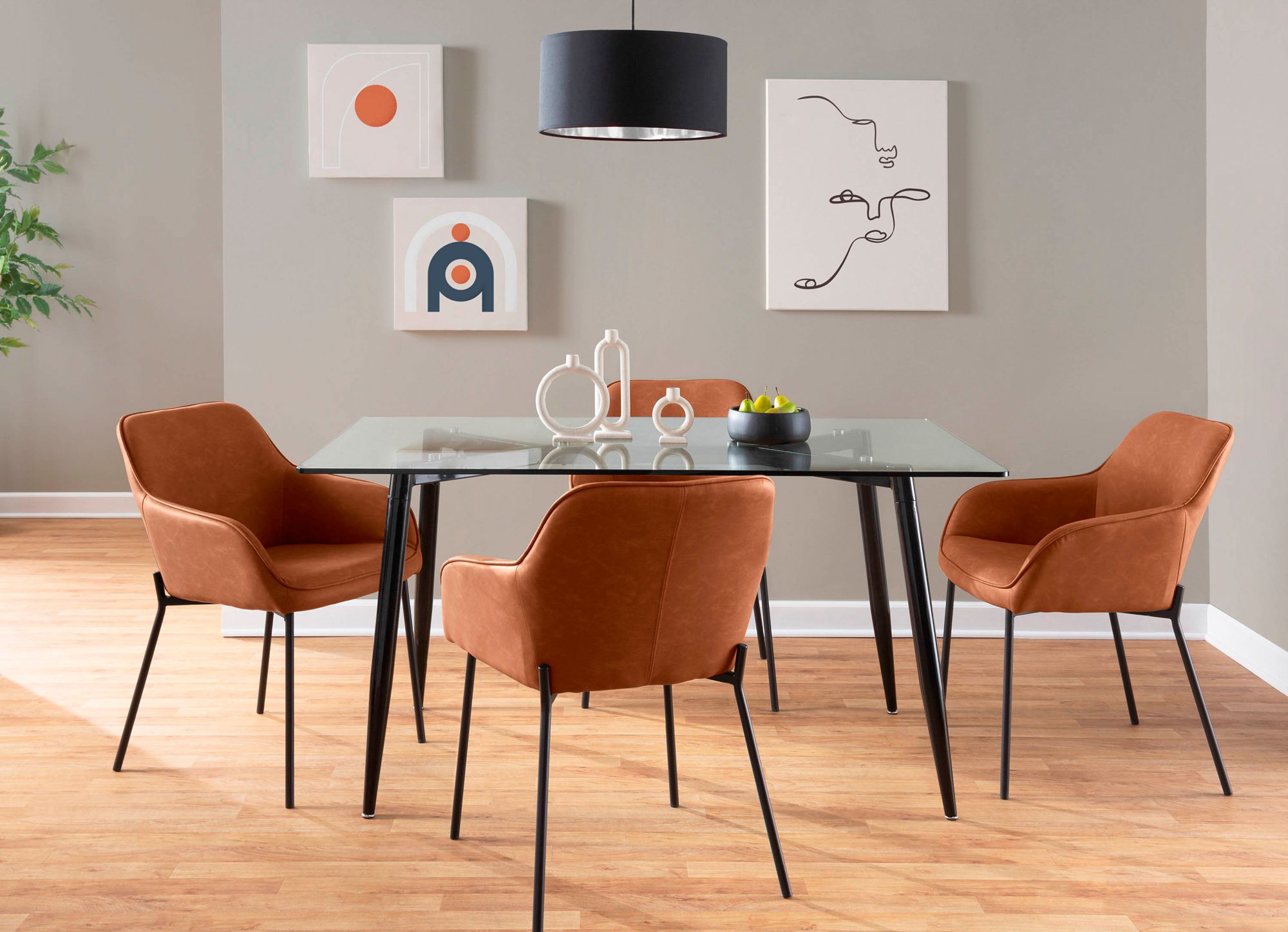 Daniella Dining Chair in Camel Faux Leather by LumiSource Pair