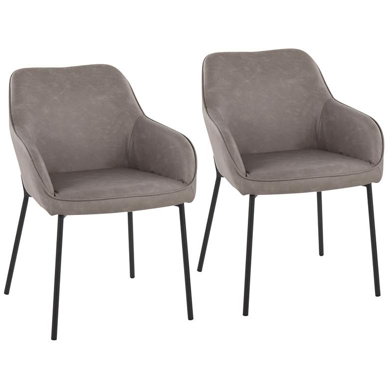 Image 1 Daniella Dining Chair in Grey Faux Leather by LumiSource Pair