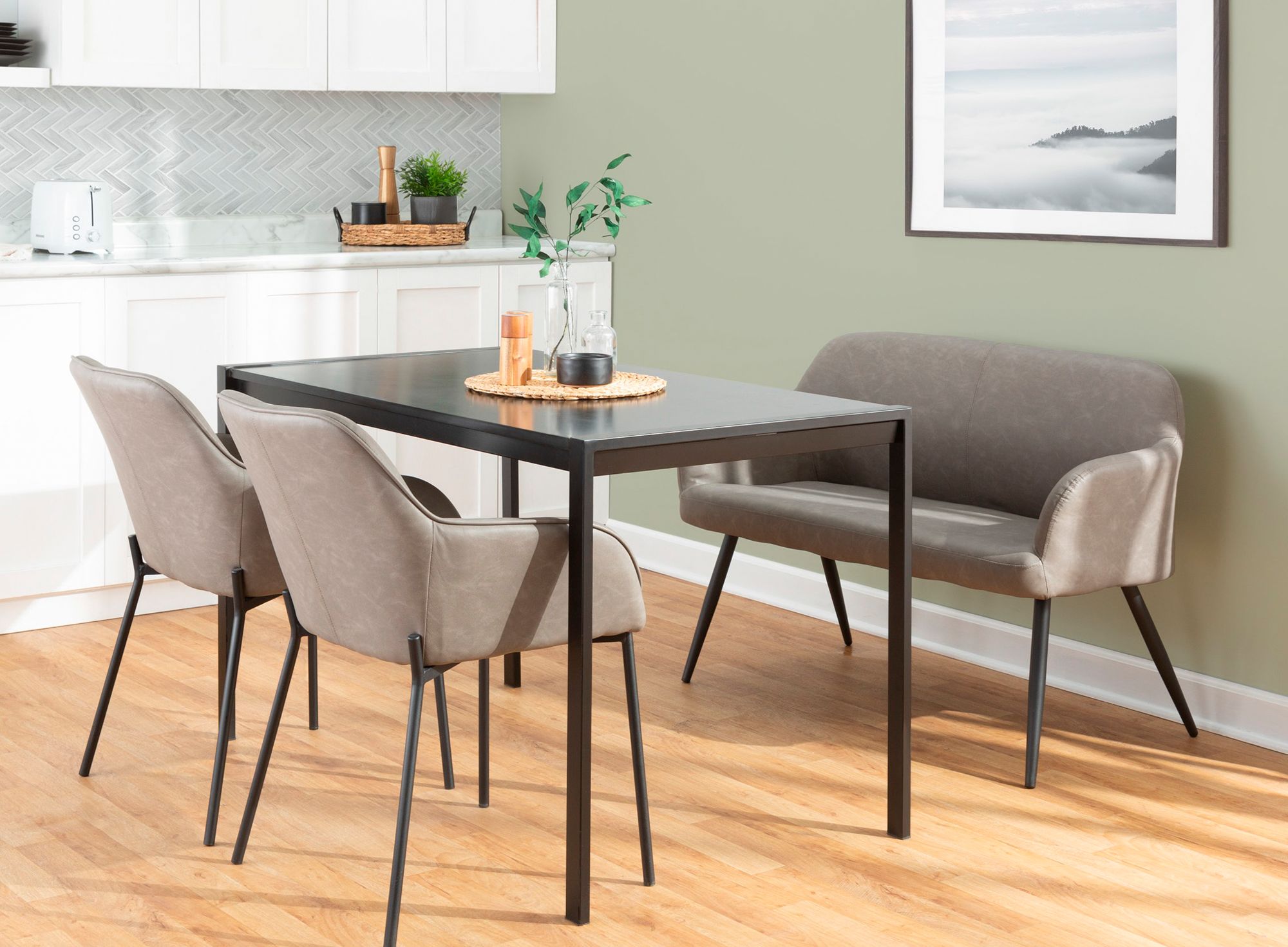 Daniella Dining Chair in Grey Faux Leather by LumiSource Pair