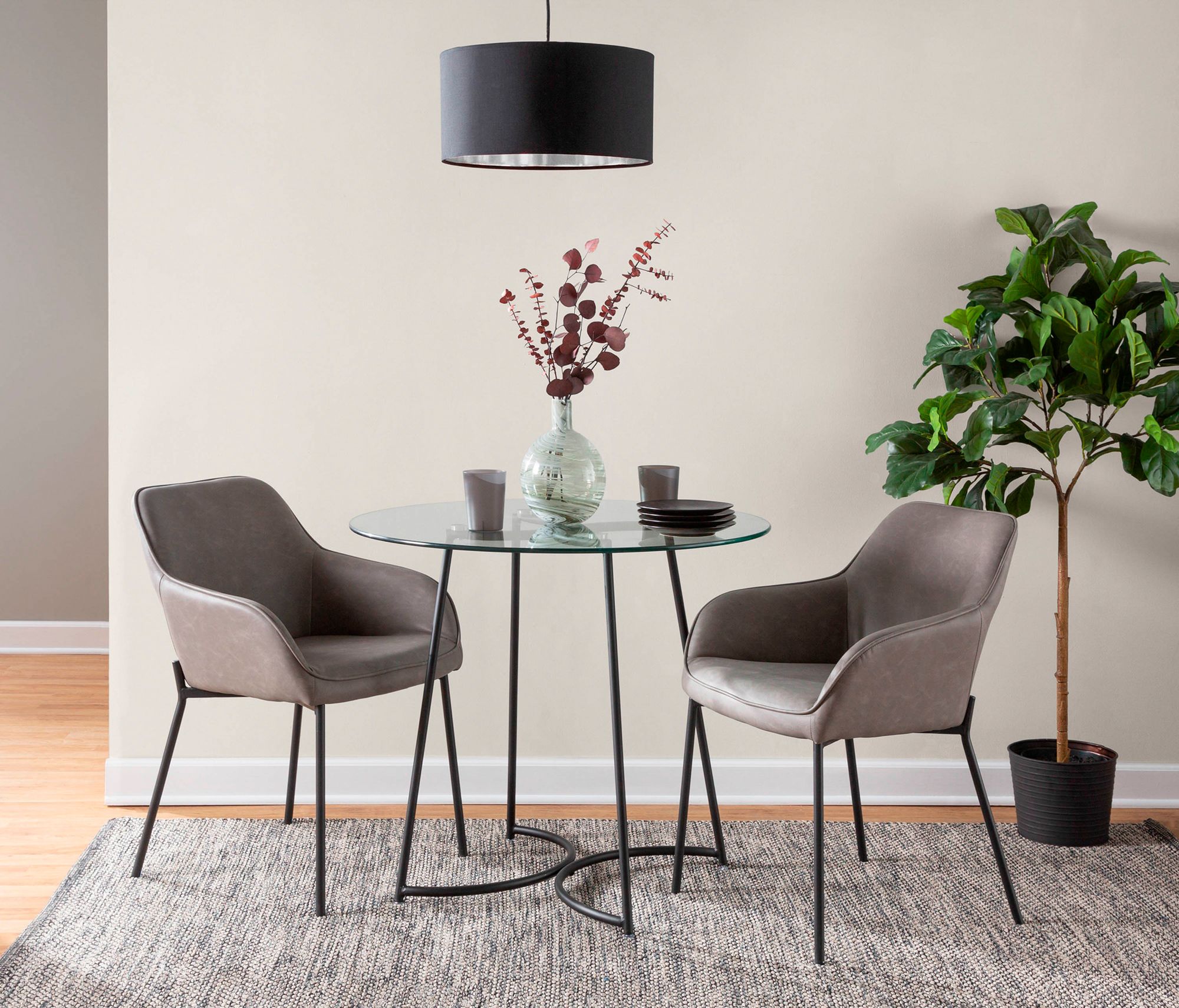 Daniella Dining Chair in Grey Faux Leather by LumiSource Pair