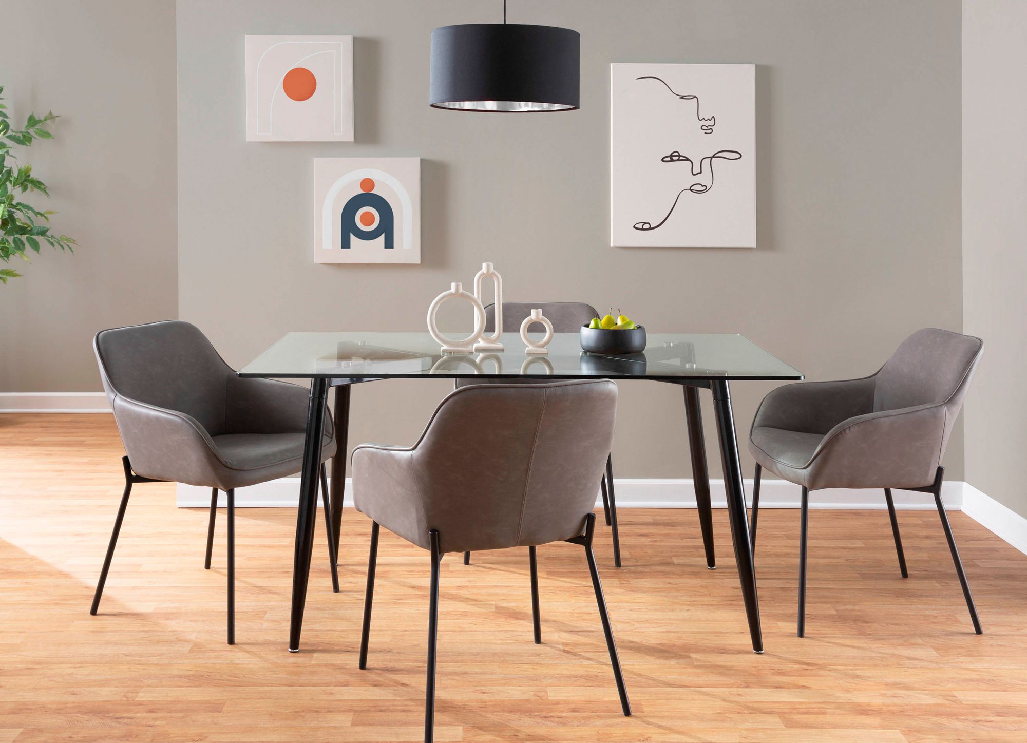 Daniella Dining Chair in Grey Faux Leather by LumiSource Pair