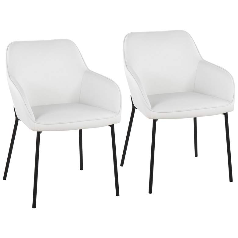 Image 1 Daniella Dining Chair in White Faux Leather by LumiSource Pair